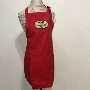 Mad About Chocolate Logo Red Apron NWOT Needs Spot Clean